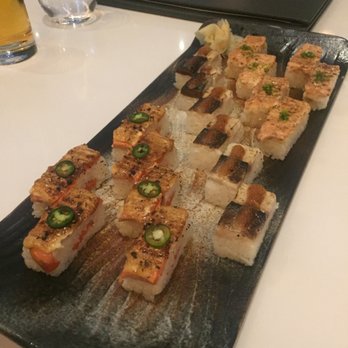Miku - Aburi Oshi Sushi (Salmon, Saba/Mackerel and Ebi/Shrimp)--Mackerel was our fave! - Japanese Near Me - Toronto, Ontario Miku - Aburi Oshi Sushi (Salmon, Saba/Mackerel and Ebi/Shrimp)--Mackerel was our fave! - Japanese Near Me - Toronto, Ontario