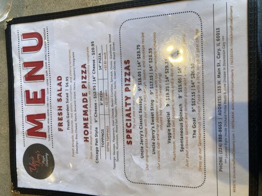 Menu photo 3 Uncle Jerry’s Pizza Company Cary, IL Menu photo 3 Uncle Jerry’s Pizza Company Cary, IL