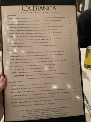 Menu photo 5 Ca'Bianca Ristorante Italiano Santa Rosa, CA