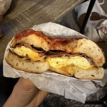 Regal Bagel - Marinara bagel with egg, bacon and cheese whereas - Bagels Near Me - San Jose, California Regal Bagel - Marinara bagel with egg, bacon and cheese whereas - Bagels Near Me - San Jose, California