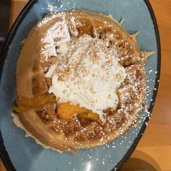 Dime Store - Peach cobbler waffle (seasonal item) - Breakfast & Brunch Near Me - Detroit, Michigan