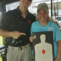 Kristine never shot before in her life and hit the target 9 out of 10 times her first time shooting ever. This happens often in my classes :