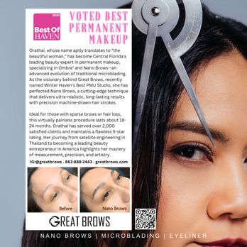 Great Brows - Great Brows Profile of artist Orathai from Haven Magazine - Eyebrow Services Near Me - Lakeland, Florida