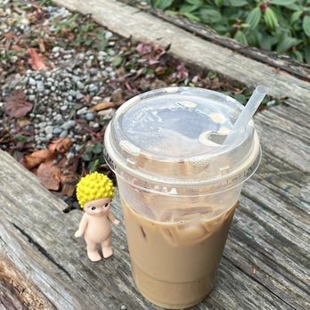 Diva Espresso - sonny angel next to my iced oatmilk english toffee latte - Coffee & Tea Near Me - Seattle, Washington Diva Espresso - sonny angel next to my iced oatmilk english toffee latte - Coffee & Tea Near Me - Seattle, Washington