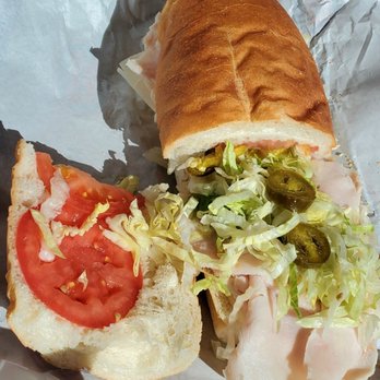 Jersey Mike's Subs - Turkey & Provolone, with lettuce, tomato, and jalapeños. Regular size on white bread. Everything is fresh and tasty. - Fast Food Near Me - Hauppauge, New York Jersey Mike's Subs - Turkey & Provolone, with lettuce, tomato, and jalapeños. Regular size on white bread. Everything is fresh and tasty. - Fast Food Near Me - Hauppauge, New York
