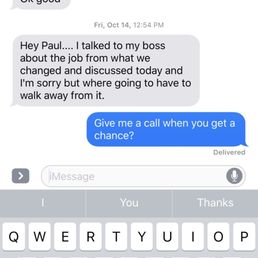 The original "call to terminate the business relationship" was not done through phone communication. The original "call to terminate the business relationship" was not done through phone communication.