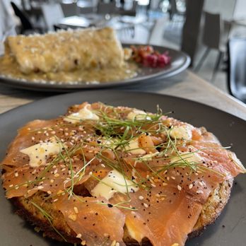 Tribe at Riverwalk - Salmon waffle - New American Near Me - Castle Rock, Colorado