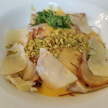 Tracey's - Smoked whitefish agnolotti - pillowy ravioli-like pocket of smoke. And that sauce! - New American Near Me - Munising, Michigan