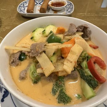 Cha Da Thai - Curry dish with spring rolls - Thai Near Me - Winston Salem, North Carolina