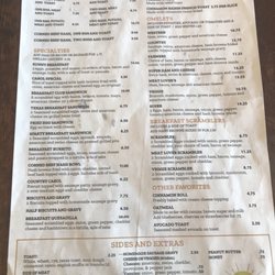 Sunnyside Cafe - Menu