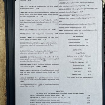 Tumi Peruvian and Italian Kitchen - Menu Apps and Ceviches - Italian Near Me - Hyannis, Massachusetts