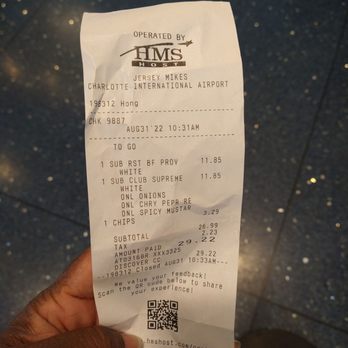 Jersey Mike's Subs - Chips $3.29. Service is too slow if you have a connection. - Fast Food Near Me - Charlotte, North Carolina