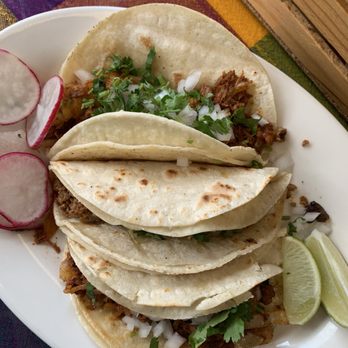 Biggies Mexican Restaurant - Chorizo taco (middle) and Al pastor taco - Mexican Near Me - Union City, New Jersey