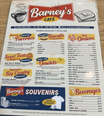Menu photo 3 Barney's Cafe Mount Airy, NC
