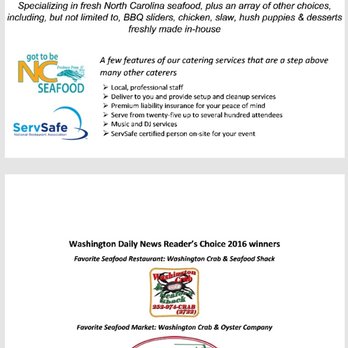Washington Crab - a menu for a seafood restaurant - Seafood Markets Near Me - Washington, North Carolina