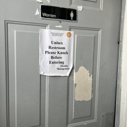 Parker's I-65 Shell - Mens room under construction so unisex bathrooms. However the bathroom door does not shut all the way or lock