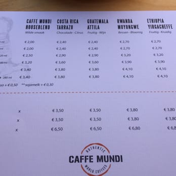 Caffe Mundi - Menu card - Coffee & Tea Near Me - Antwerp, VAN Caffe Mundi - Menu card - Coffee & Tea Near Me - Antwerp, VAN