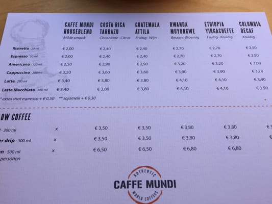 Menu photo 4 Caffe Mundi Antwerp, VAN Menu photo 4 Caffe Mundi Antwerp, VAN