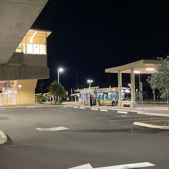 Halawa Aloha Stadium Station - Bus route inside transit lot and the inside view of the staircase going to the rail on top. - Metro Stations Near Me - Halawa, Hawaii