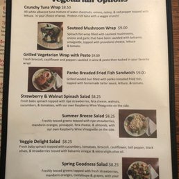 A greatly expanded Vegan menu, two full pages, was recently added
