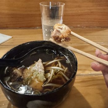 Waikiki Shokudo - Pauhana Ramen ($8) + bite of chicken karaage - Izakaya Near Me - Honolulu, Hawaii