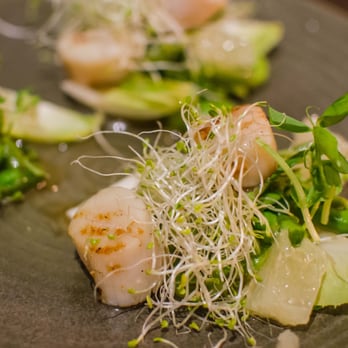 Overtime at Oratnek - Chargrilled Scallop & Spring Pea Salad - Japanese Near Me - Redfern, NSW Overtime at Oratnek - Chargrilled Scallop & Spring Pea Salad - Japanese Near Me - Redfern, NSW