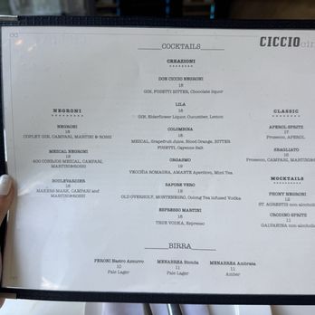 Ciccio Cincin - drink menu - Italian Near Me - New York, New York Ciccio Cincin - drink menu - Italian Near Me - New York, New York
