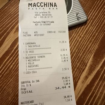 Macchina - Receipt - Bars Near Me - Barcelona, B