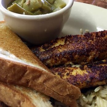 Campfire Grill Texas Kitchen - Blackened fish with rice, toast, and green beans. Recommended - Comfort Food Near Me - Watauga, Texas Campfire Grill Texas Kitchen - Blackened fish with rice, toast, and green beans. Recommended - Comfort Food Near Me - Watauga, Texas