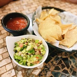 Complimentary chips + salsa! Also get their fresh guac!