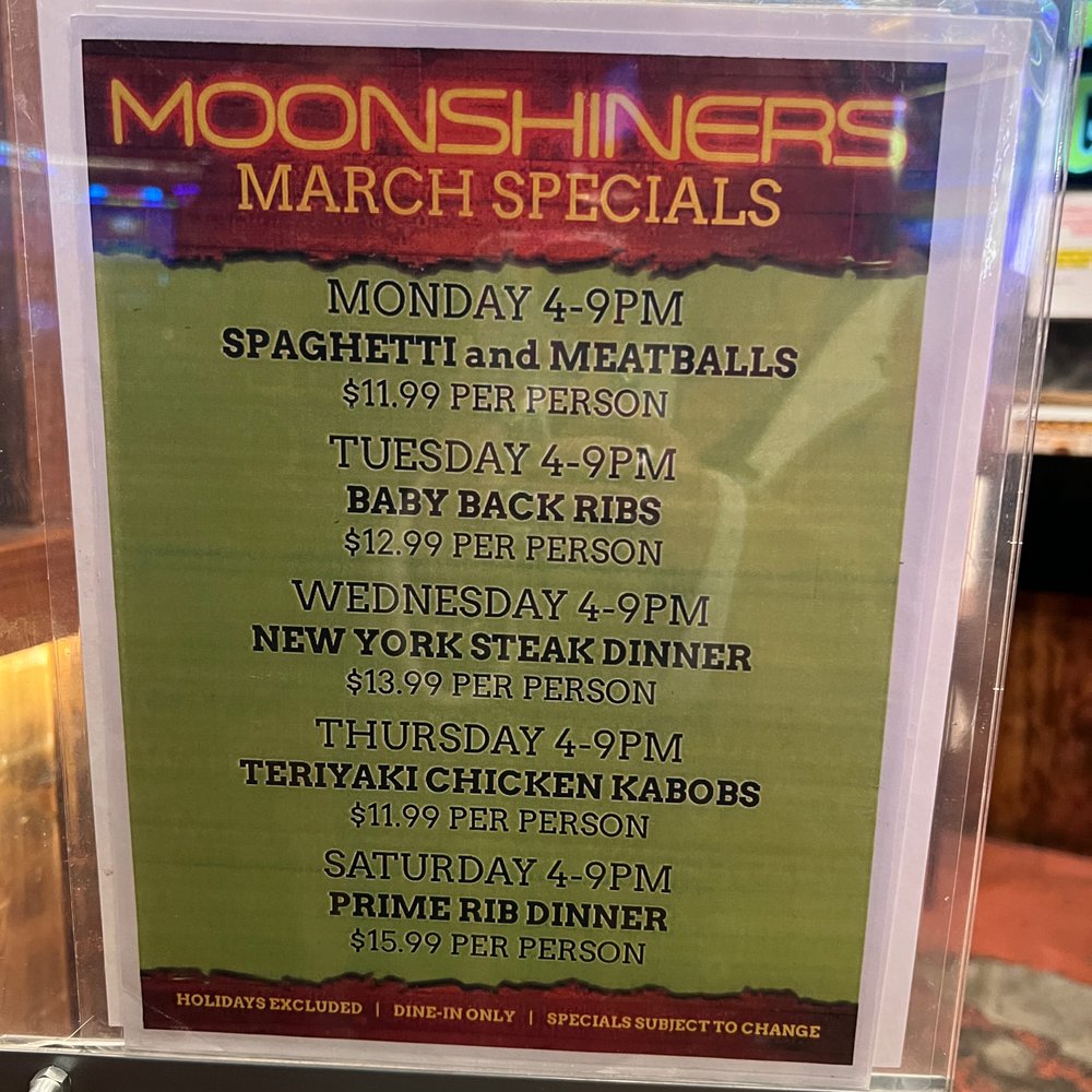 Moonshiners - Weekly specials - American Near Me - Pahrump, Nevada