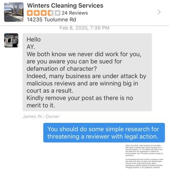 Winters Cleaning and Stove Works - Response to my negative review - Home Cleaning Near Me - Sonora, California Winters Cleaning and Stove Works - Response to my negative review - Home Cleaning Near Me - Sonora, California