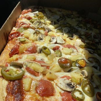Petrilli's Pizza - Our Creation "So-Cal SurfBoard"  Pineapple, Pepperoni, Mushroom, & Jalapeños - Pizza Near Me - Upland, California