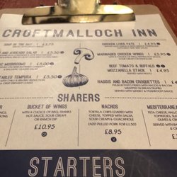 Croftmalloch Inn - Starter menu.