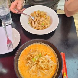 Pork fried rice and Khao Soi Pork fried rice and Khao Soi