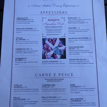Cafe Gianni - Menu April 2026 - Italian Near Me - Mount Dora, Florida