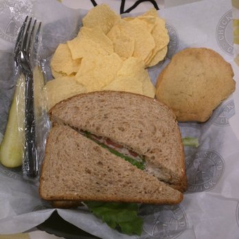 Chicken Salad Chick - Sassy Scotty scoop (ranch, bacon, cheddar cheese) on wheat bread with baked lays and a pickle - Sandwiches Near Me - Valdosta, Georgia Chicken Salad Chick - Sassy Scotty scoop (ranch, bacon, cheddar cheese) on wheat bread with baked lays and a pickle - Sandwiches Near Me - Valdosta, Georgia
