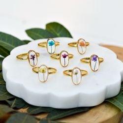 Daydream - Pressed Flower Rings .925 genuine silver