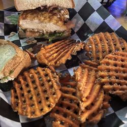 Fried chicken bacon sandwich