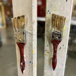 Painting with a Twist - The details. Brush door handles to private room. Cute!