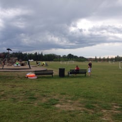 Rotary Park - Soccer fields against playground