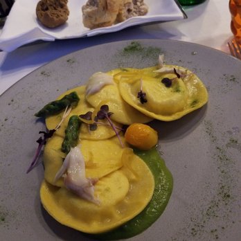 Il Canneto - Pretty ravioli with small strips if seabass - Italian Near Me - Ferno, Virginia
