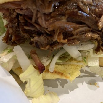 RibCrib BBQ - Brisket Sandwich with lettuce and onions at the RibCrib BBQ in Wichita Falls, Texas. - Barbeque Near Me - Wichita Falls, Texas