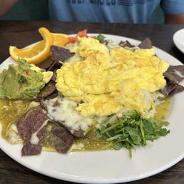 Chilaquiles verde with chicken Chilaquiles verde with chicken