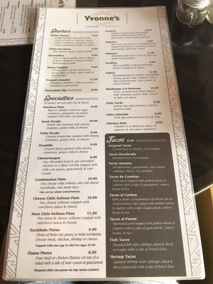 Menu photo 3 Yvonne's Cantina & Grill El Paso, TX