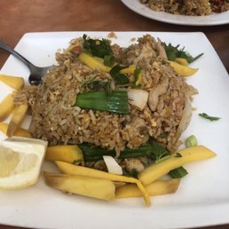 this mango fried rice is an example of a non-traditional Thai dish. this mango fried rice is an example of a non-traditional Thai dish.