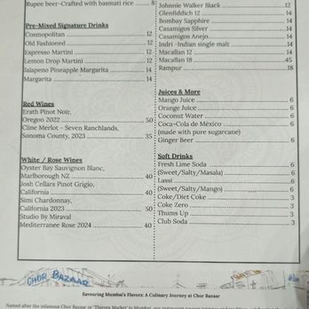 Chor Bazaar - Drinks Menu - Indian Near Me - New York, New York