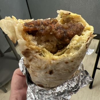 Breakfast Little - OG sausage breakfast burrito. Add avacado. Salsa roja. Also got an iced Viejito coffee not pictured. - Coffee & Tea Near Me - San Francisco, California