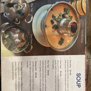 Andaman Thai - Soup Menu (as of October 2024) - Thai Near Me - Walnut Creek, California