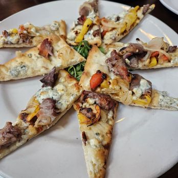 Allendale Bar & Grill - Cool way to serve a flat bread - shaved steak, roasted onion & peppers & gorgonzola cheese. - American Near Me - Allendale, New Jersey Allendale Bar & Grill - Cool way to serve a flat bread - shaved steak, roasted onion & peppers & gorgonzola cheese. - American Near Me - Allendale, New Jersey